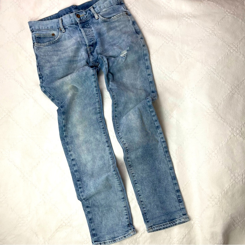 Mens H&M 30"x32" lightblue distressed slim low waist DENIM jeans